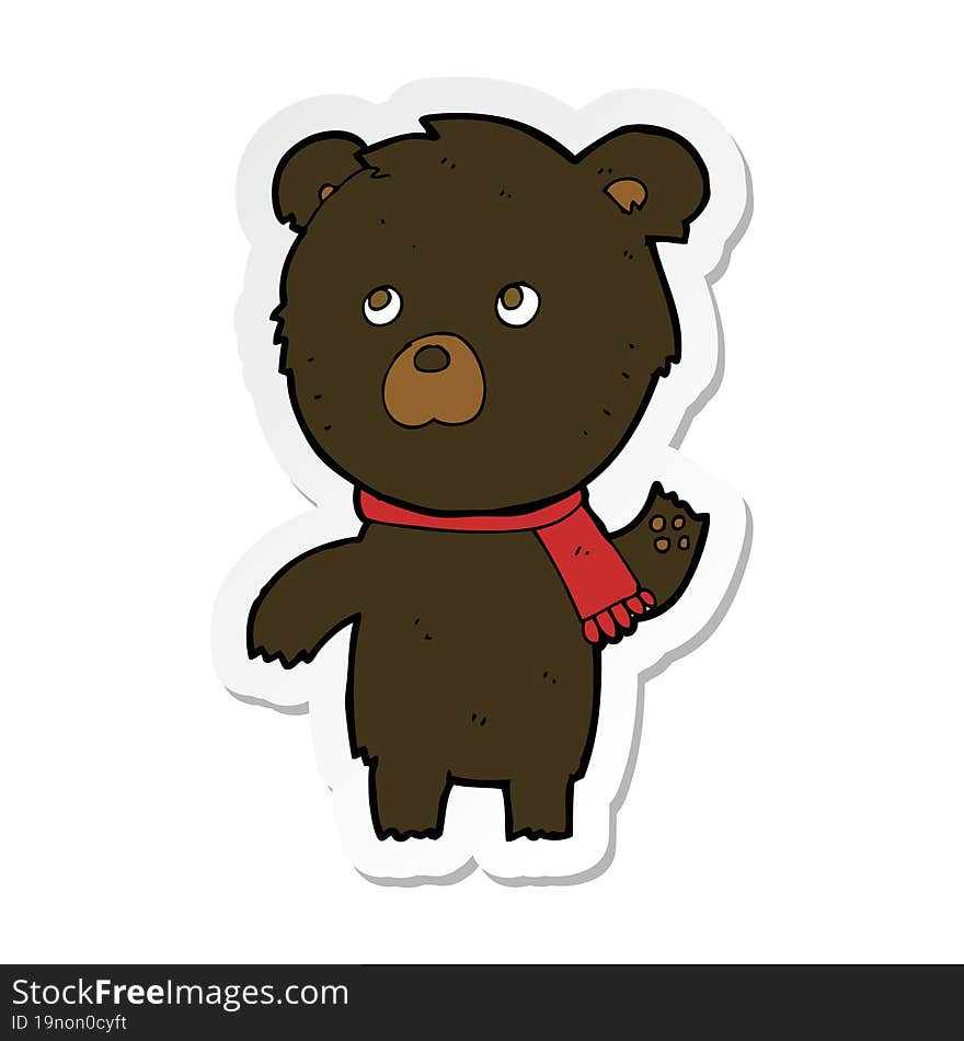 Sticker Of A Cartoon Cute Black Bear