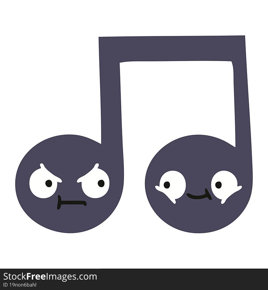 flat color retro cartoon musical note