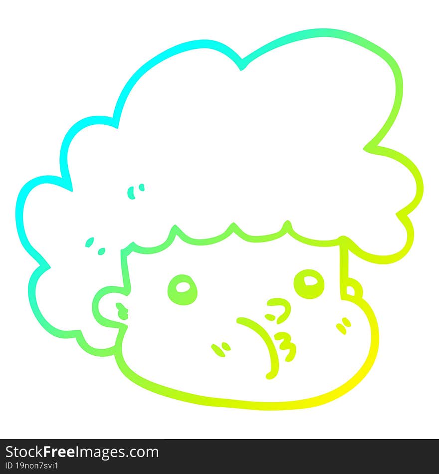 cold gradient line drawing cartoon boy