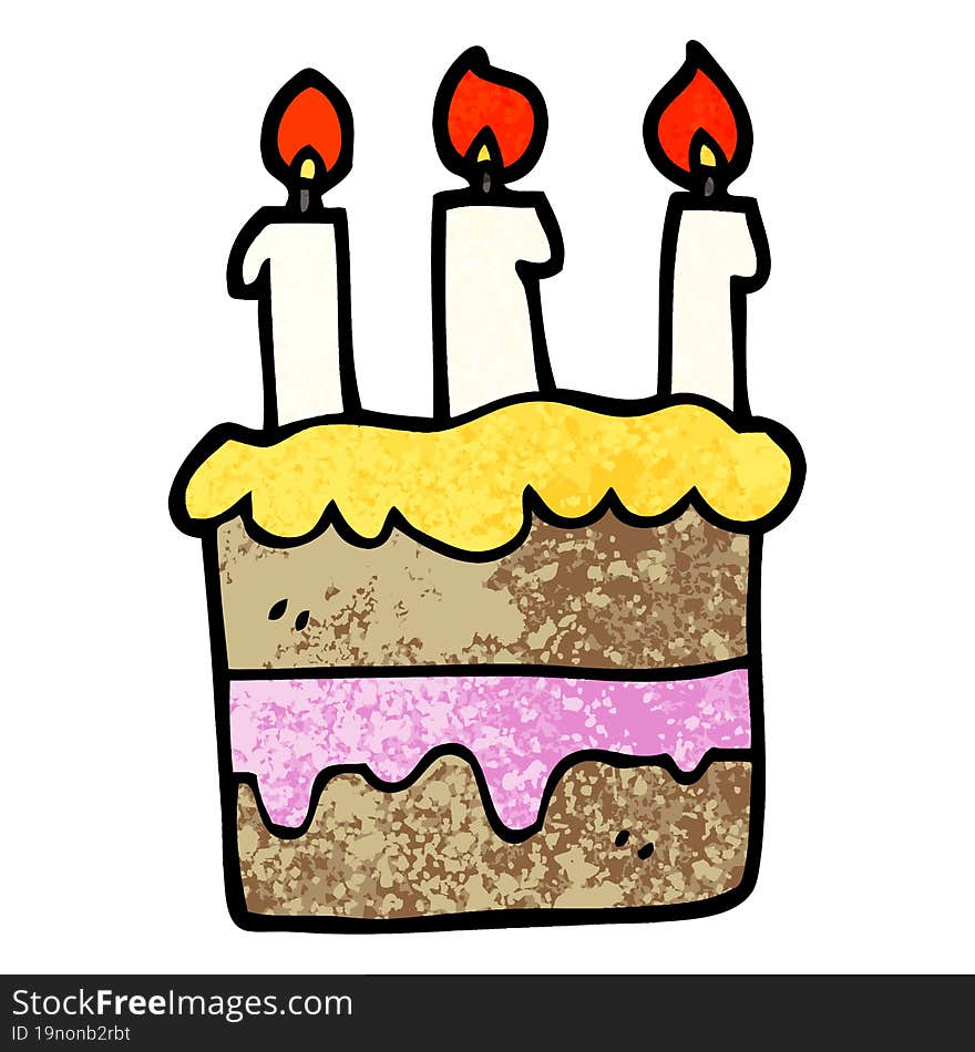 grunge textured illustration cartoon birthday cake