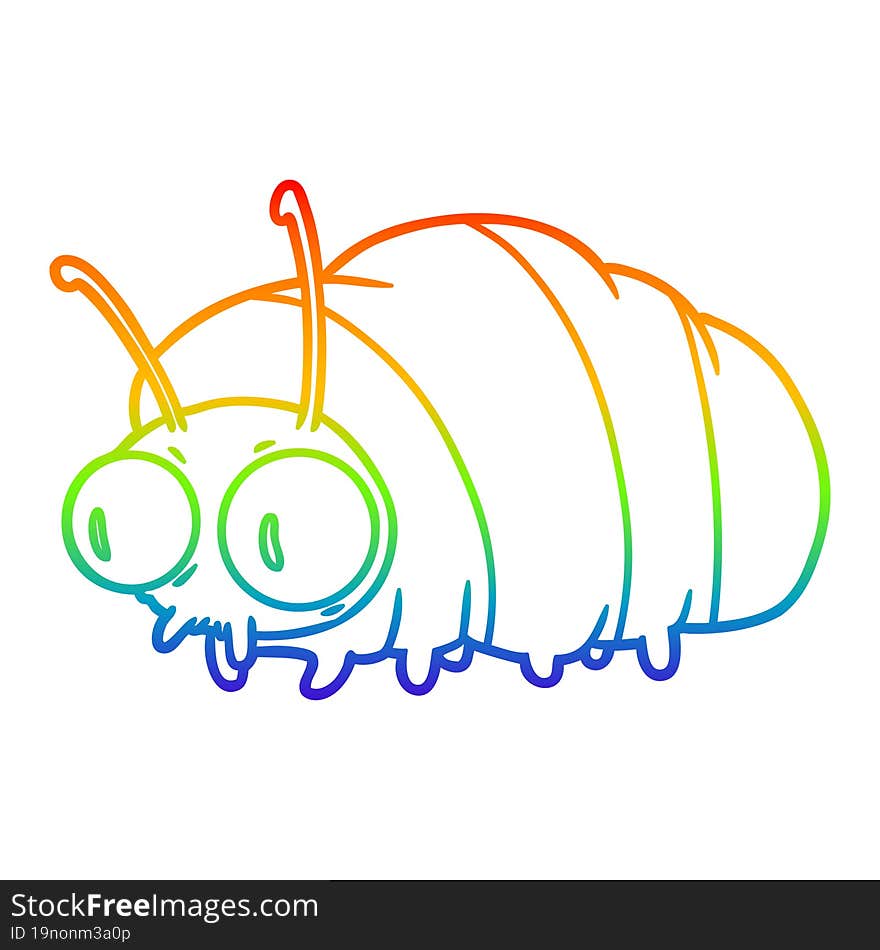 rainbow gradient line drawing funny cartoon bug