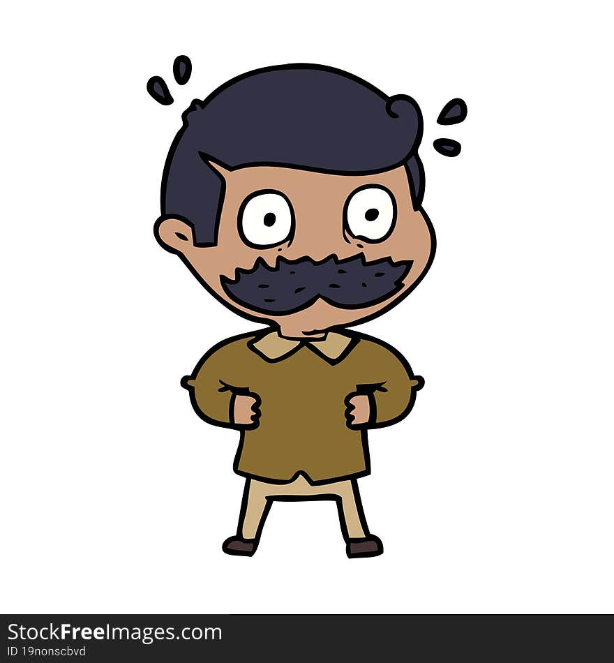 cartoon man with mustache shocked. cartoon man with mustache shocked