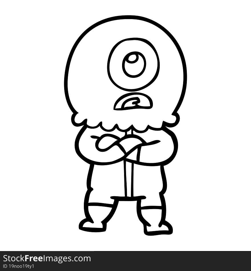 annoyed cartoon cyclops alien spaceman. annoyed cartoon cyclops alien spaceman