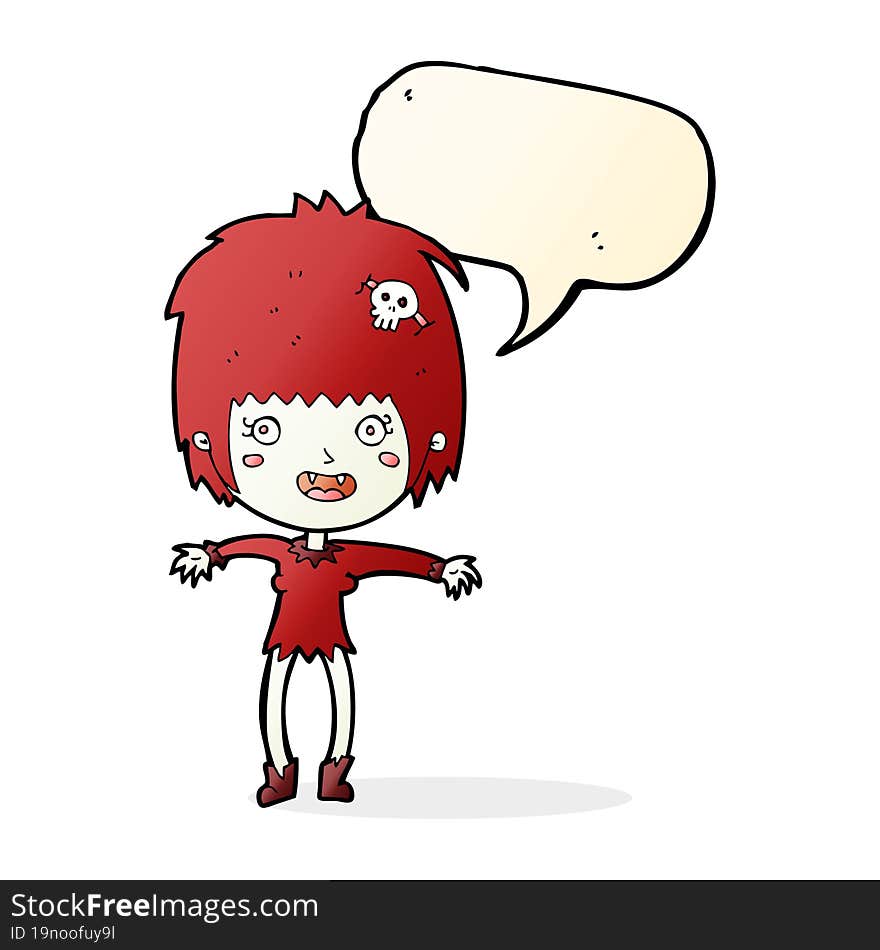 Cartoon Vampire Girl With Speech Bubble