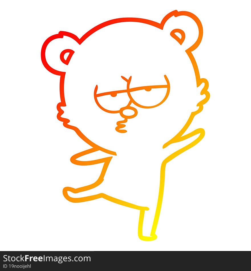 warm gradient line drawing bored bear cartoon