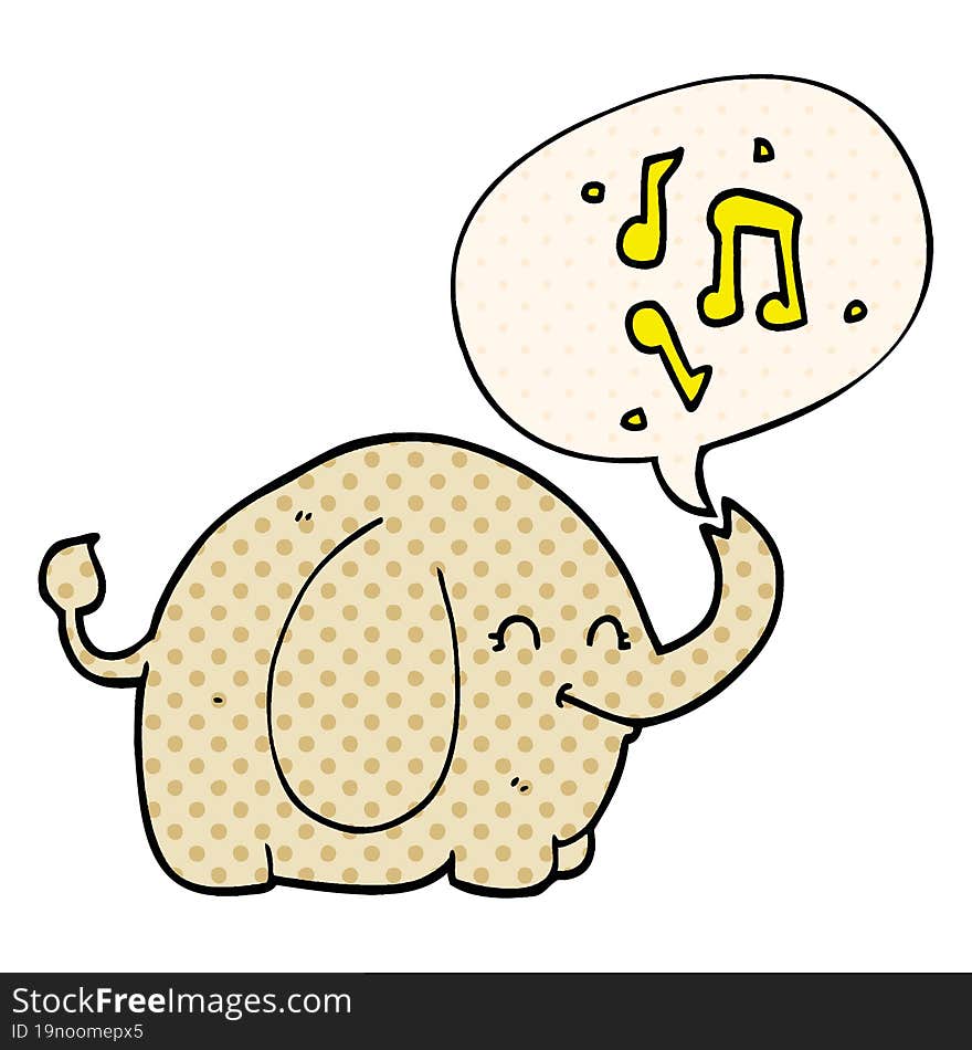 cartoon trumpeting elephant and speech bubble in comic book style