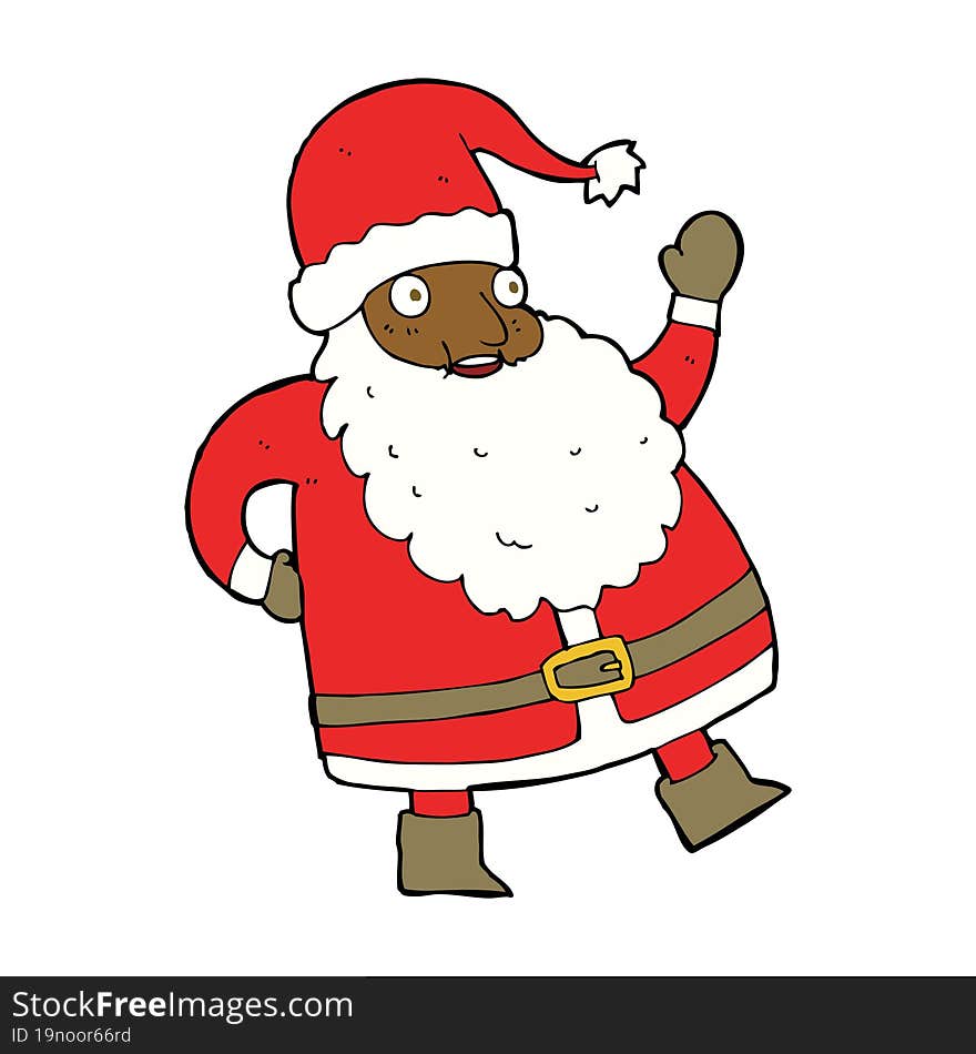 funny waving santa claus cartoon