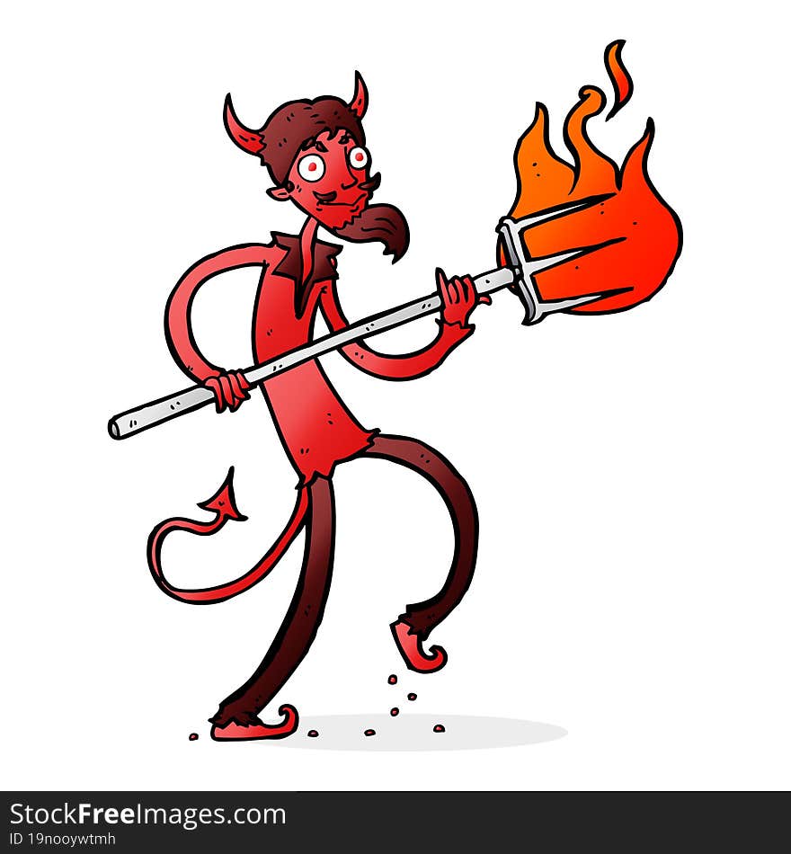 Cartoon Devil With Pitchfork