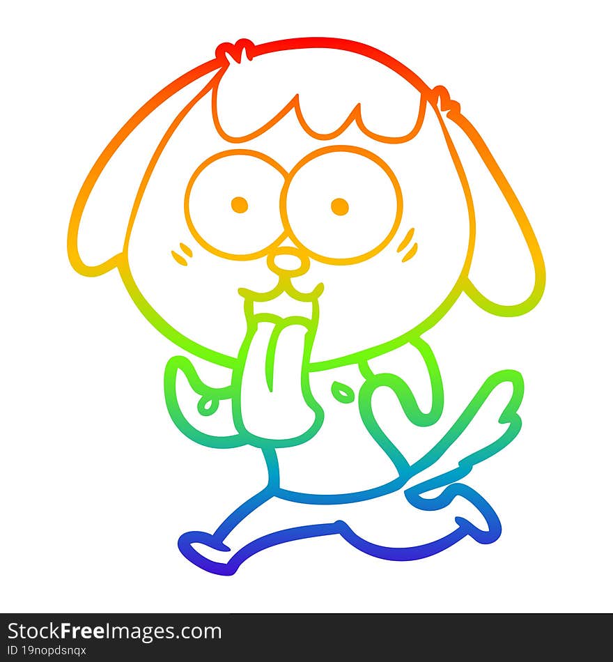 rainbow gradient line drawing of a cute cartoon dog