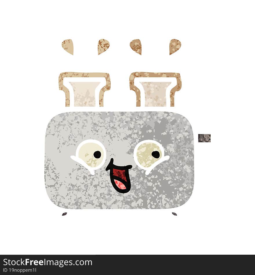 retro illustration style cartoon of a toaster