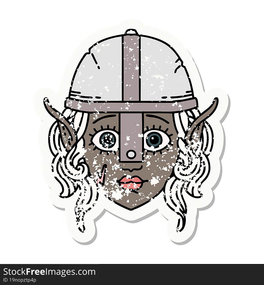 elf fighter character face illustration