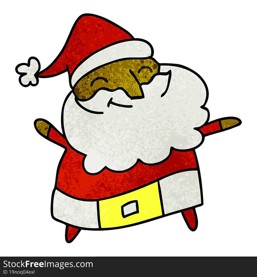 textured cartoon of a jolly father christmas