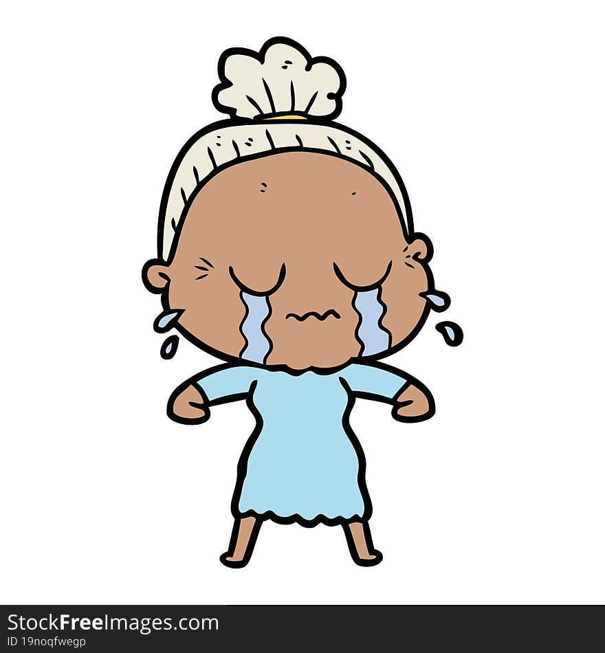 cartoon crying old lady. cartoon crying old lady