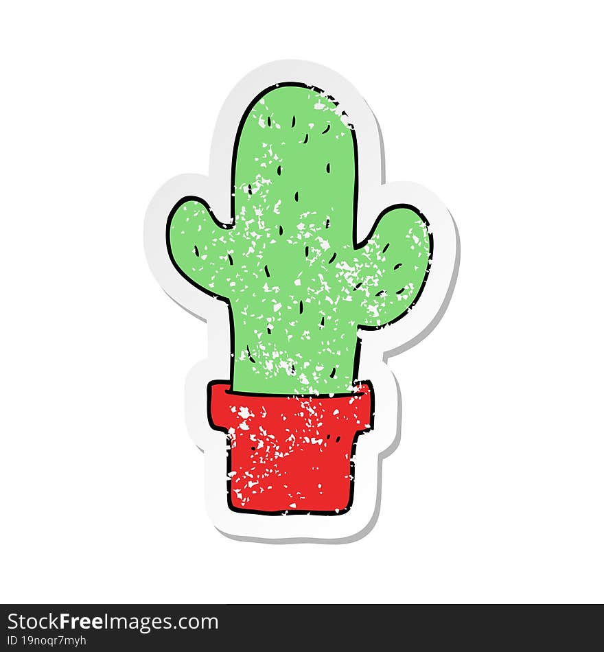 distressed sticker of a cartoon cactus