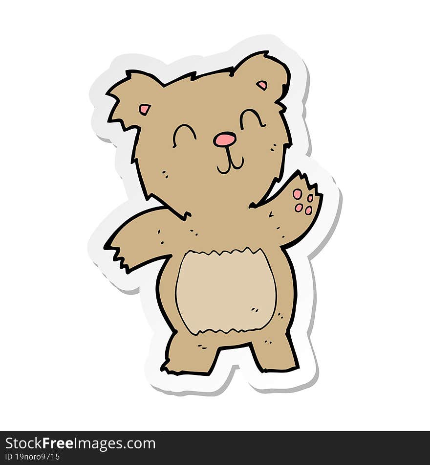 sticker of a cartoon teddy bear