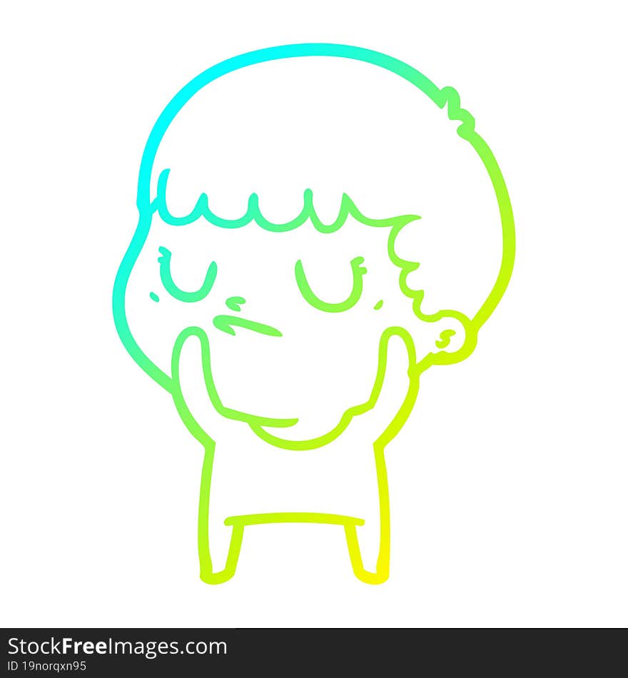 cold gradient line drawing cartoon grumpy boy