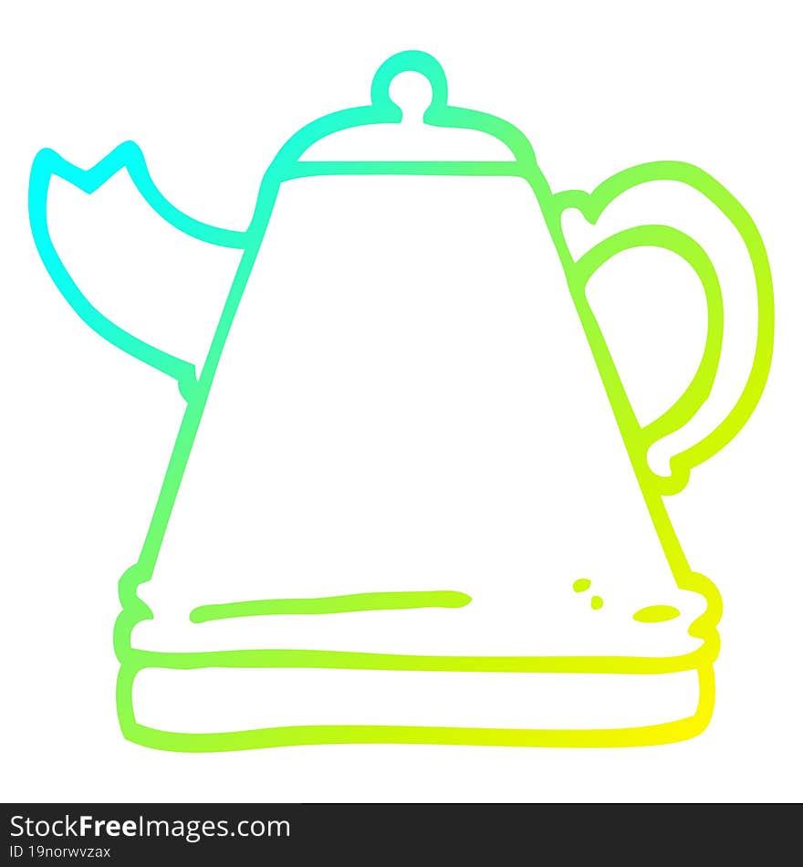 cold gradient line drawing of a cartoon kettle