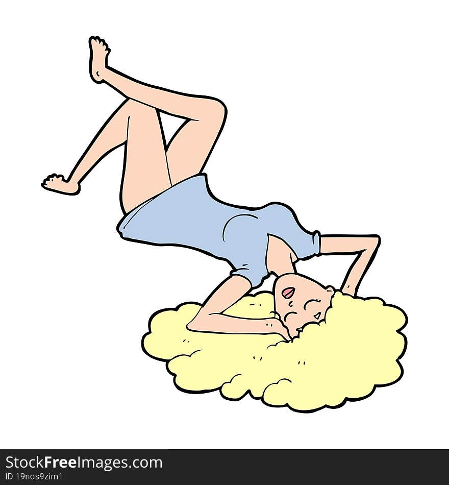 cartoon woman lying on floor