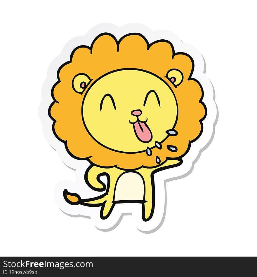 sticker of a happy cartoon lion