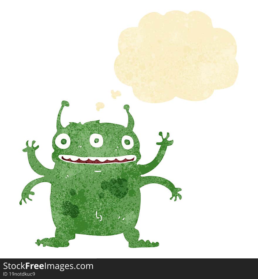 Cartoon Alien Monster With Thought Bubble