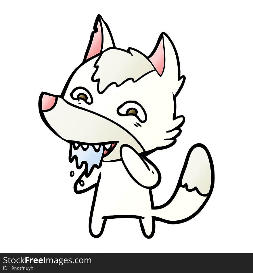 cartoon hungry wolf. cartoon hungry wolf