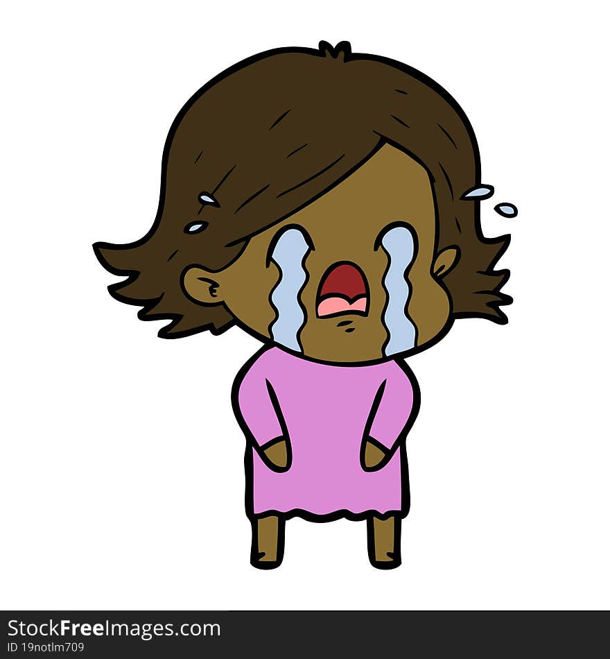 cartoon woman crying. cartoon woman crying