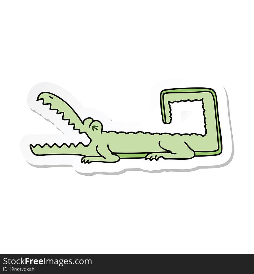 sticker of a quirky hand drawn cartoon crocodile