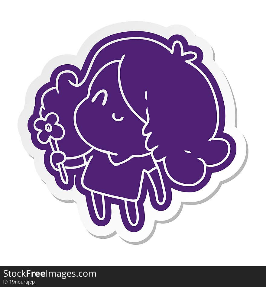 cartoon sticker of a cute kawaii girl