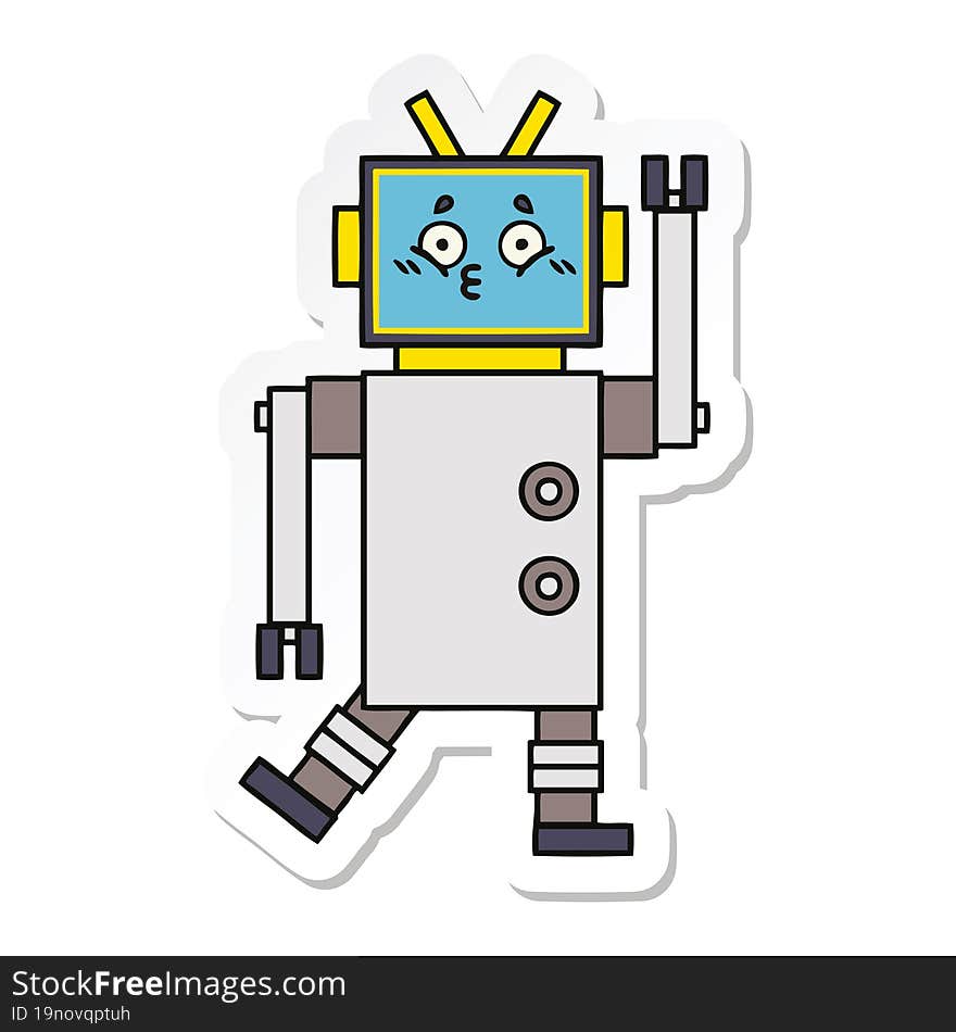 sticker of a cute cartoon robot