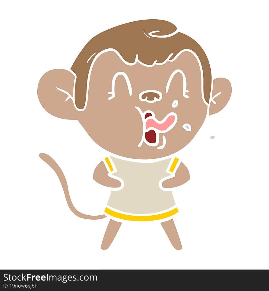 crazy flat color style cartoon monkey