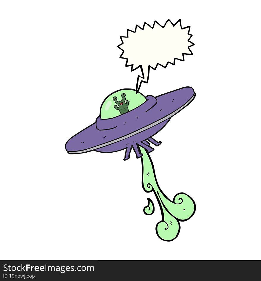 speech bubble cartoon alien spaceship