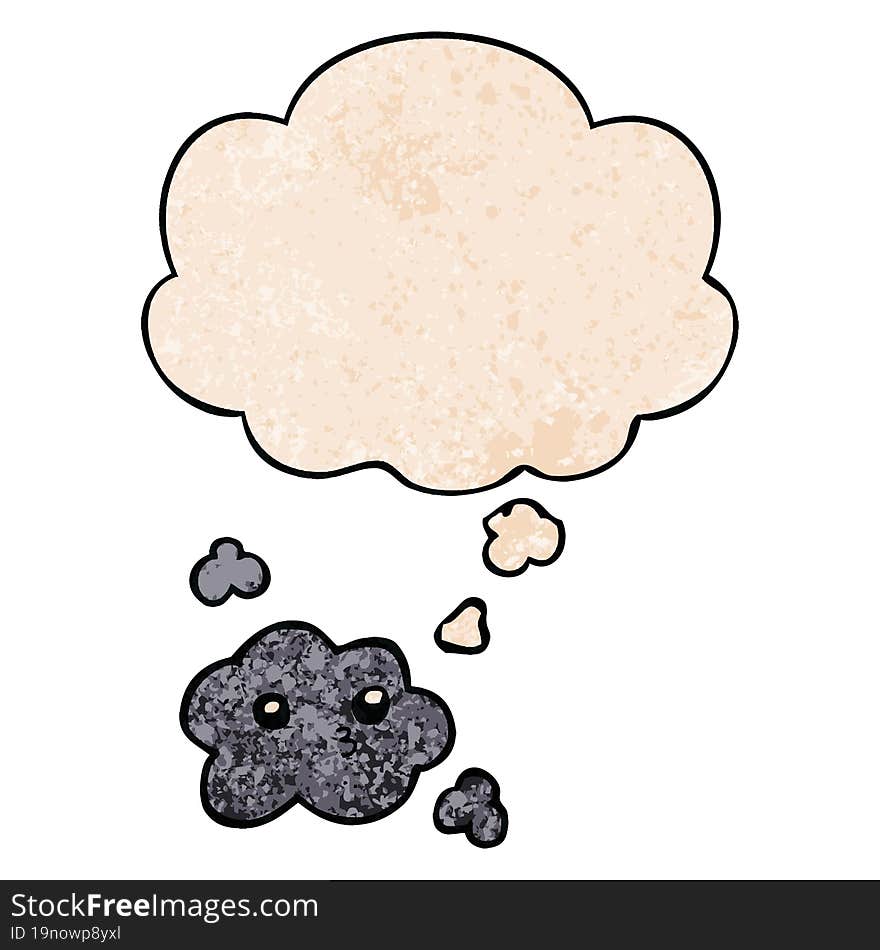 cute cartoon cloud and thought bubble in grunge texture pattern style