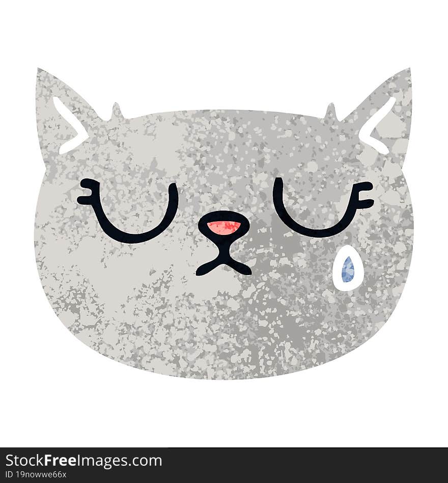 Quirky Retro Illustration Style Cartoon Crying Cat