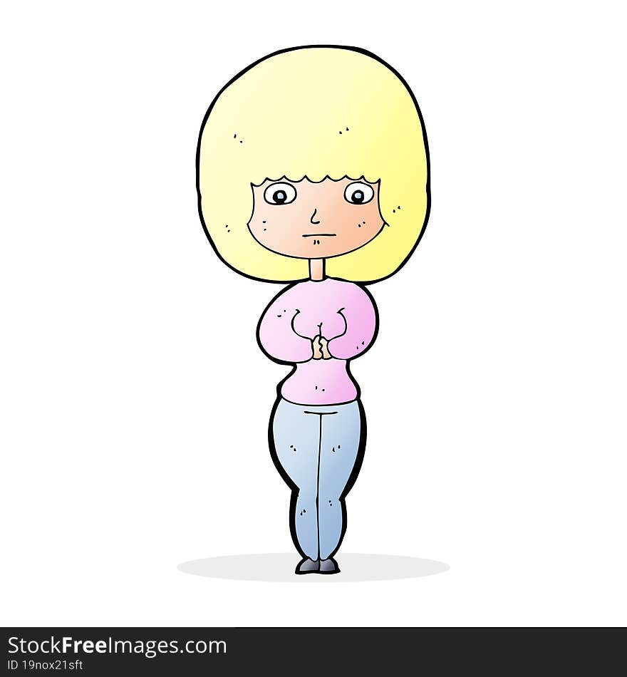 cartoon shy woman