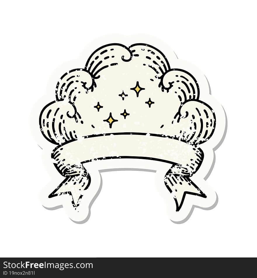 grunge sticker with banner of a cloud