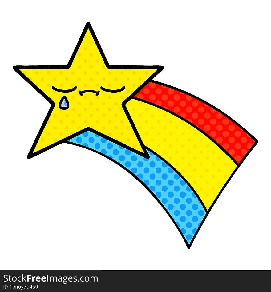 Comic Book Style Cartoon Shooting Rainbow Star