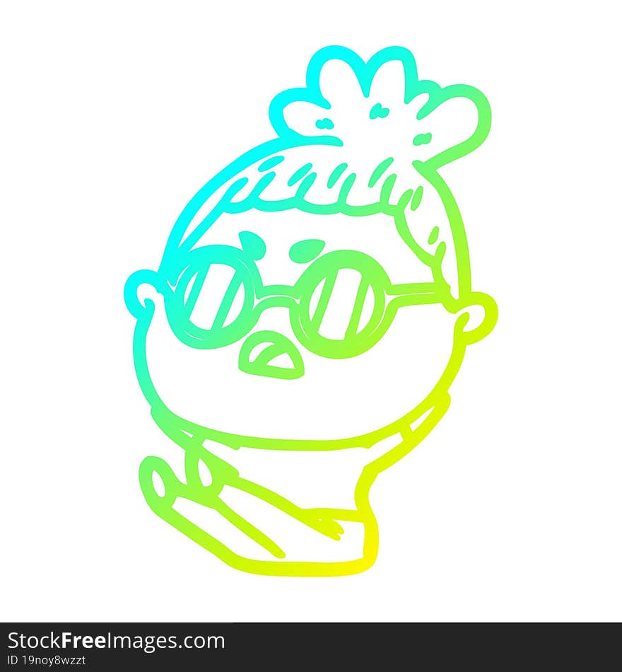 cold gradient line drawing cartoon annoyed woman