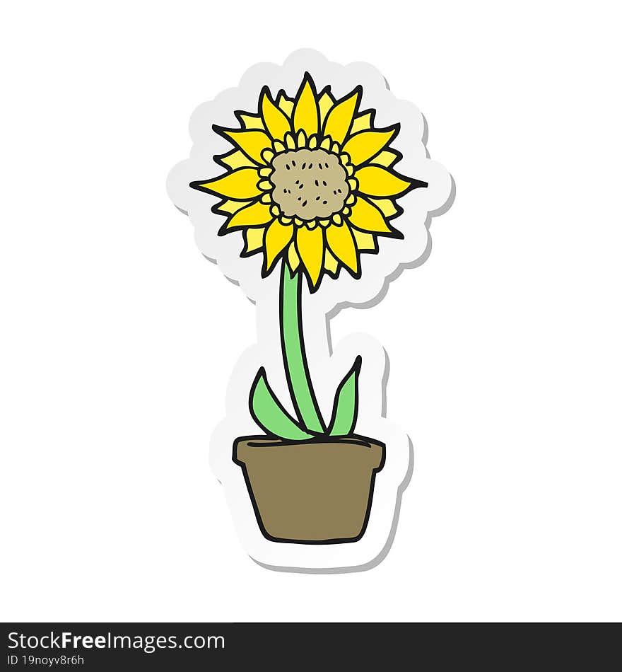 Sticker Of A Cartoon Sunflower