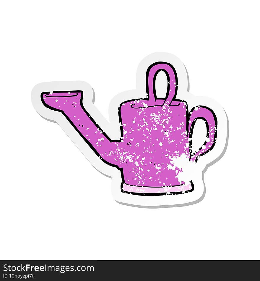 retro distressed sticker of a watering can cartoon