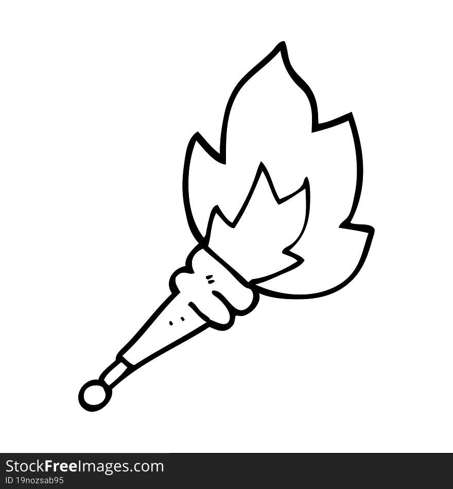 line drawing cartoon flaming torch