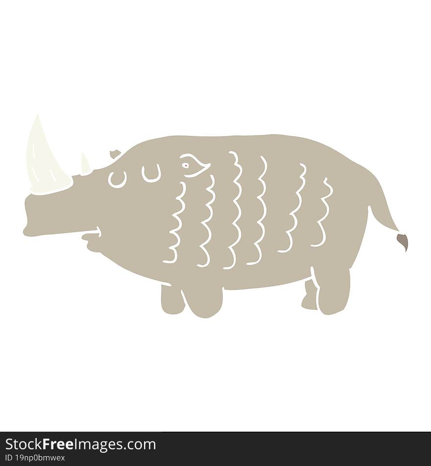 Flat Color Style Cartoon Rhinoceros