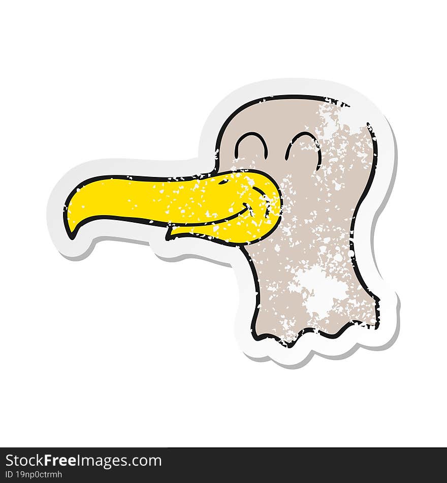 retro distressed sticker of a cartoon seagull