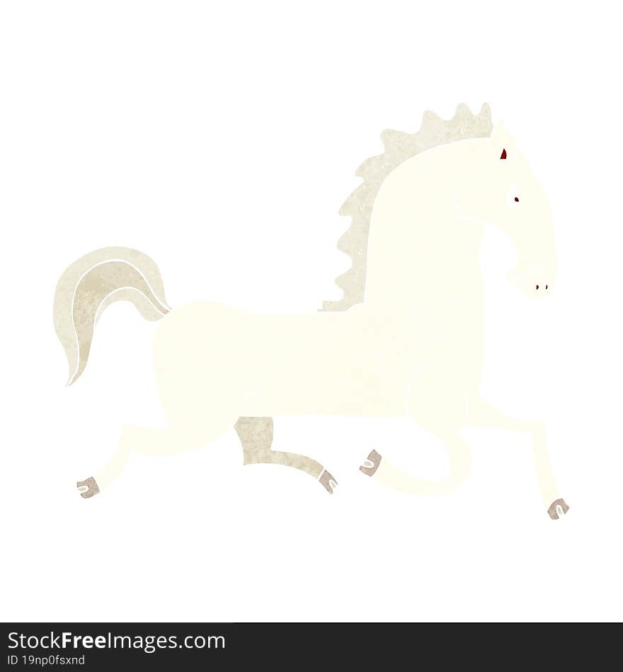 cartoon running white stallion