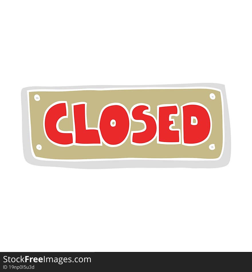 flat color illustration of closed shop sign. flat color illustration of closed shop sign