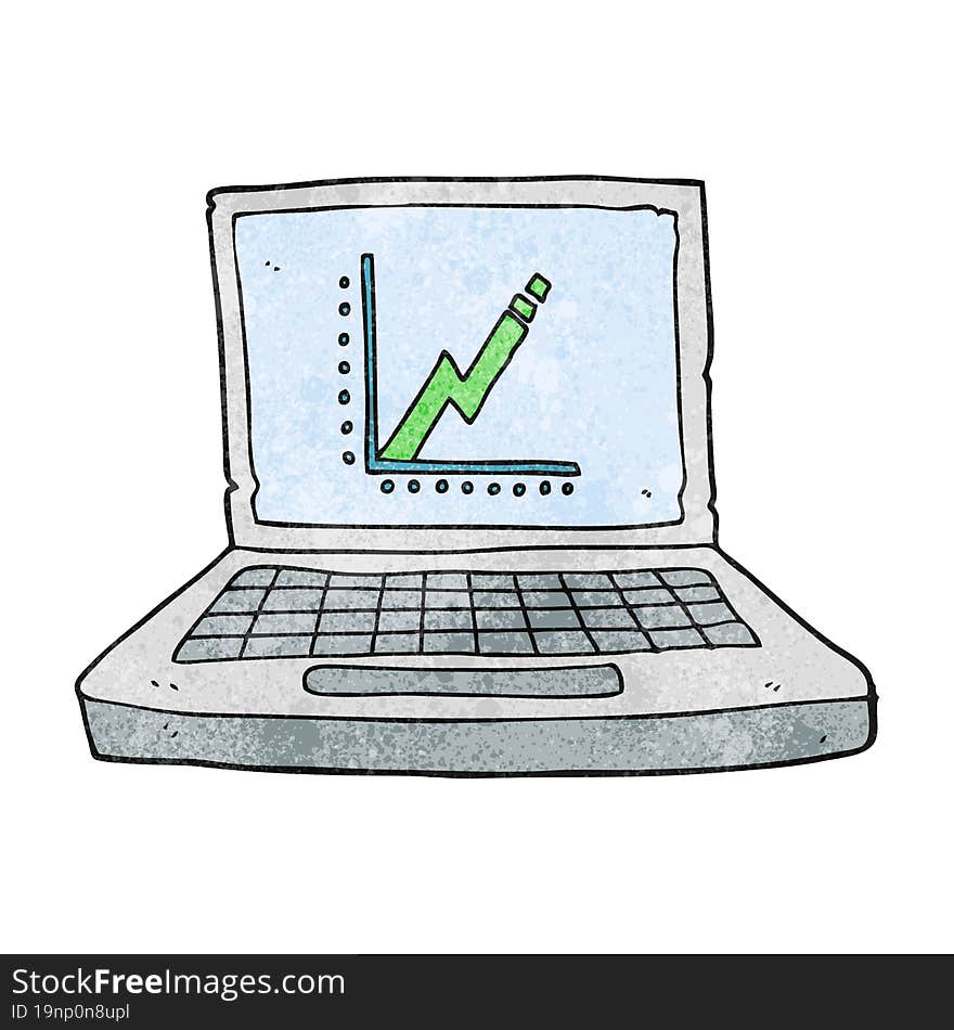 textured cartoon laptop computer with business graph