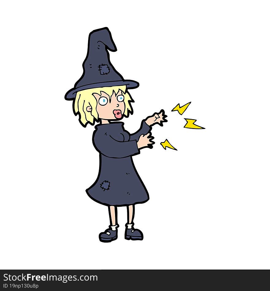 cartoon witch casting spell