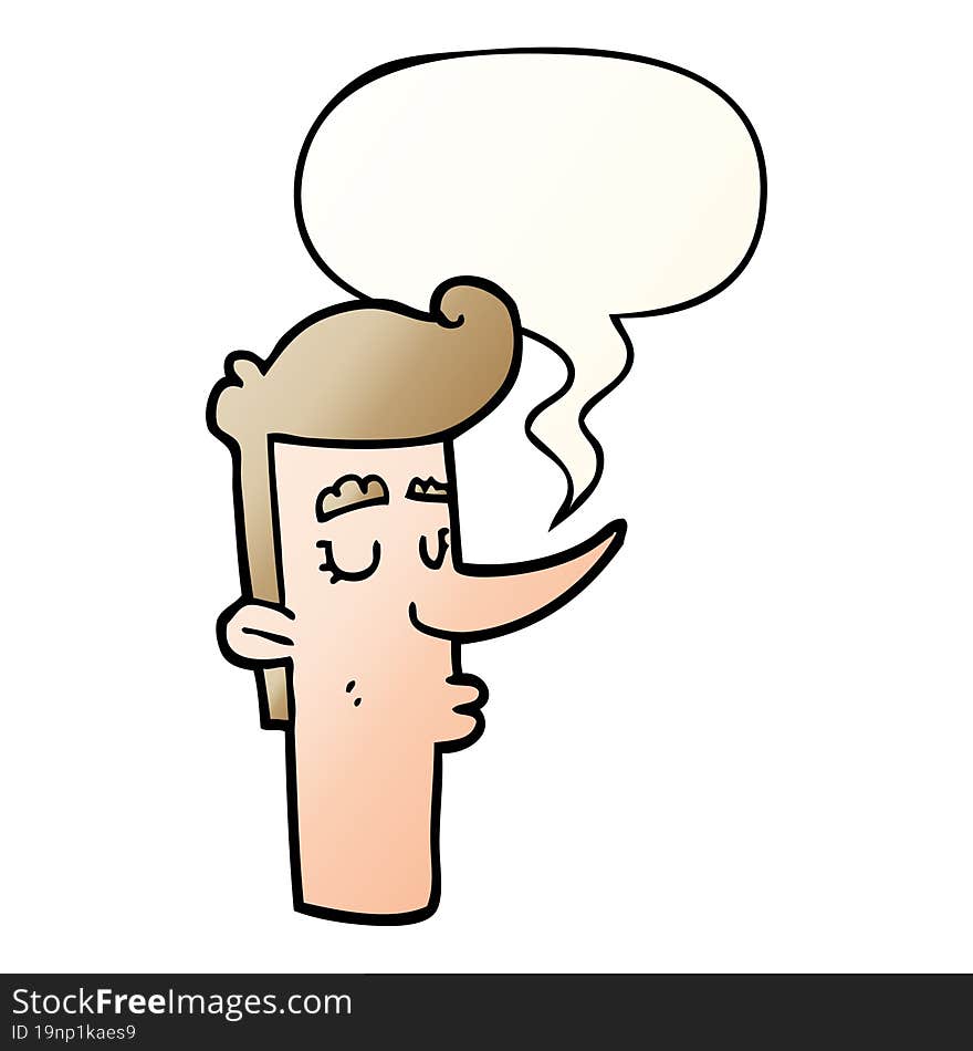 cartoon arrogant man and speech bubble in smooth gradient style