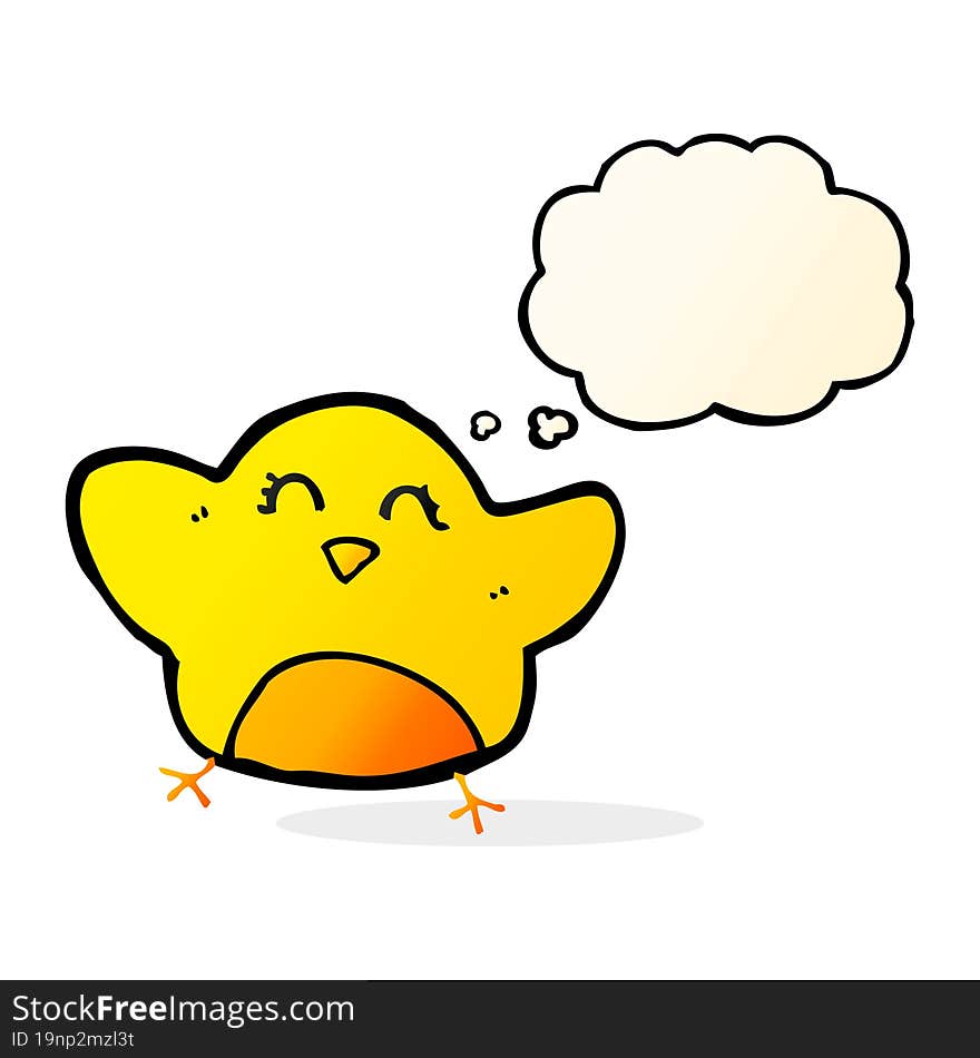 cartoon bird with thought bubble