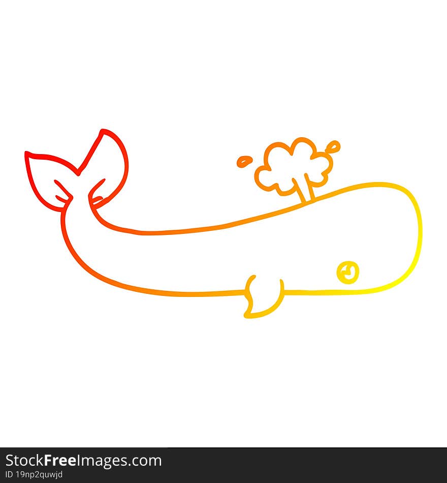 warm gradient line drawing of a cartoon sea whale