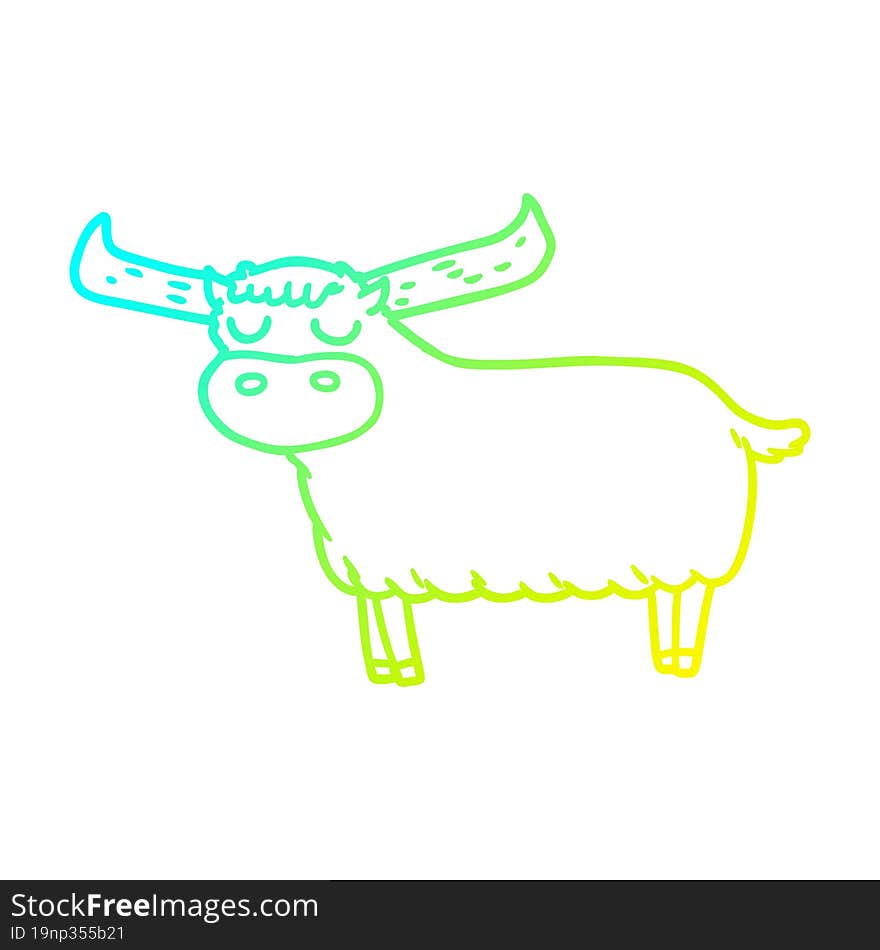 cold gradient line drawing cartoon bull